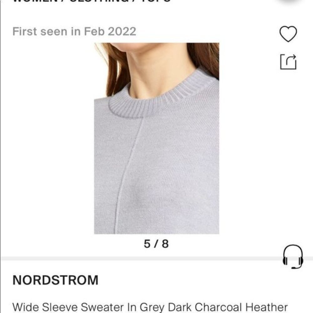 Nwot Nordstrom wide sleeve sweater in grey dark Heather fall winter warm soft - Picture 6 of 12